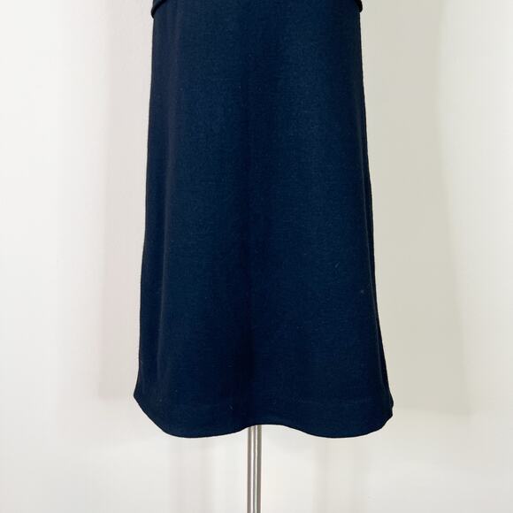 Tory Burch | Duncan Black Wool Tie Neck Designer A Line Solid Sleeveless Dress M - Picture 4 of 11